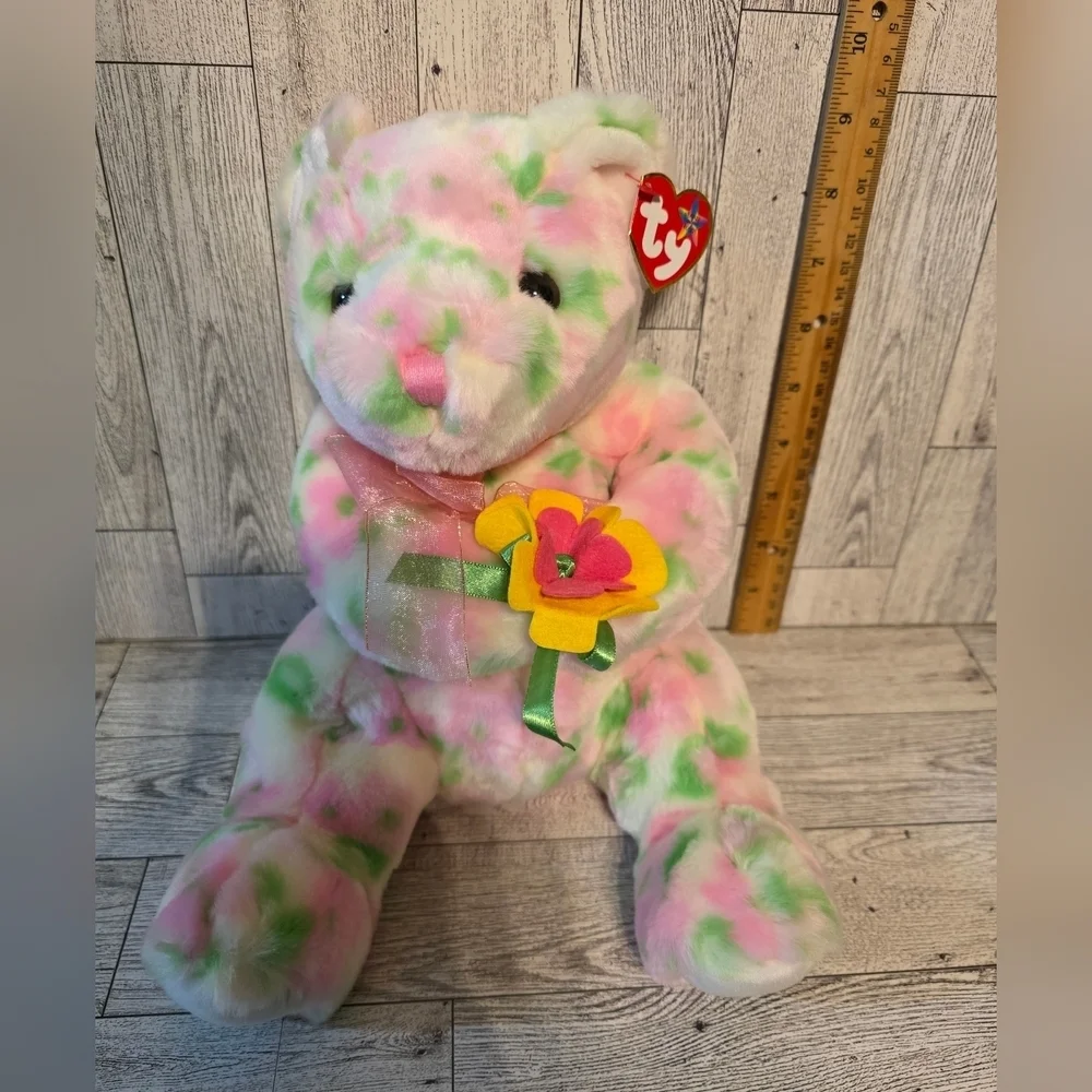 Ty Bloom Pastel Plush Bear with Flower